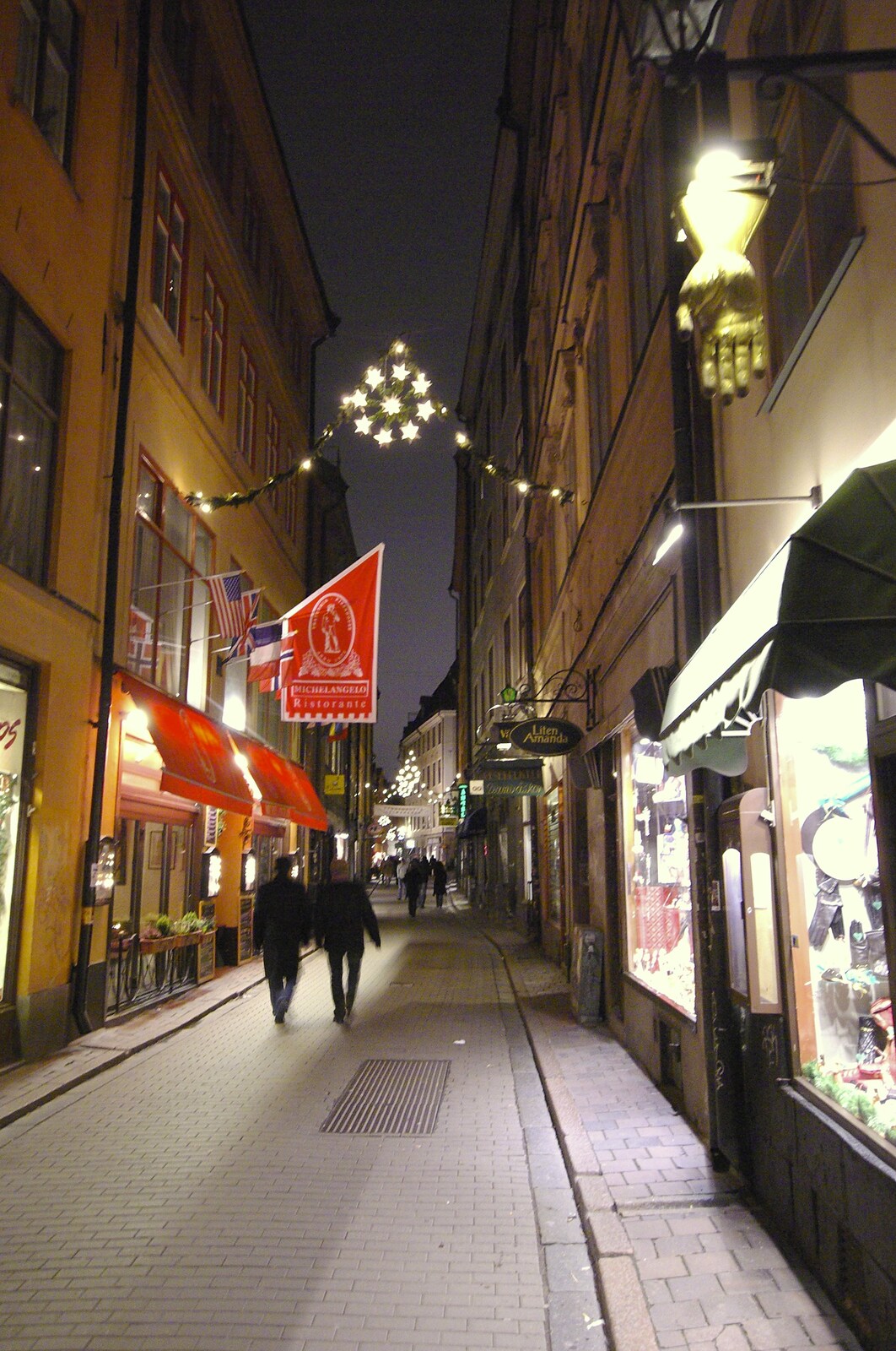 Festive street, and the dangling hand from Gamla Stan, Stockholm, Sweden - 15th December 2007