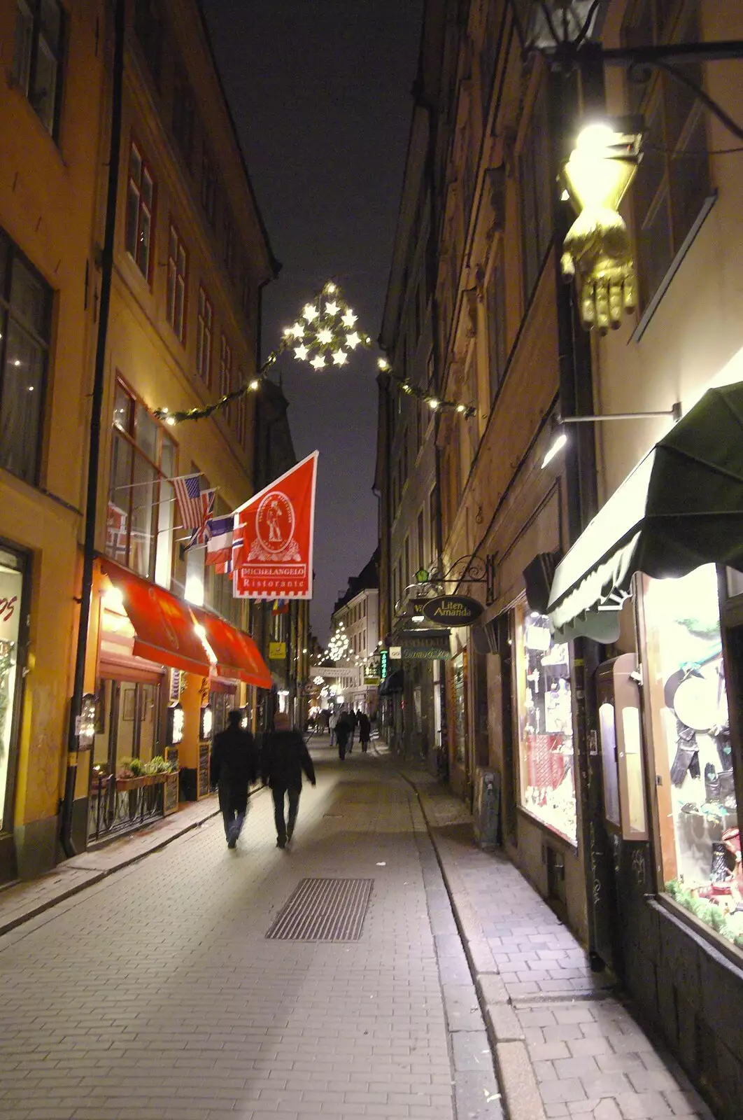 Festive street, and the dangling hand, from Gamla Stan, Stockholm, Sweden - 15th December 2007