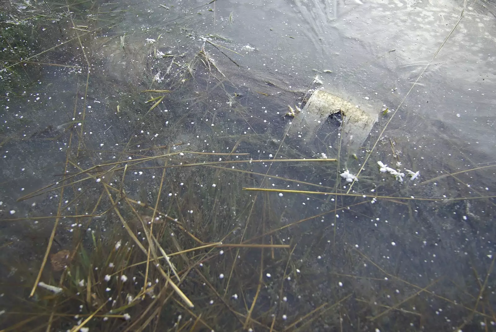 There's a frozen telegraph pole under the ice, from Gamla Uppsala, Uppsala County, Sweden - 16th December 2007