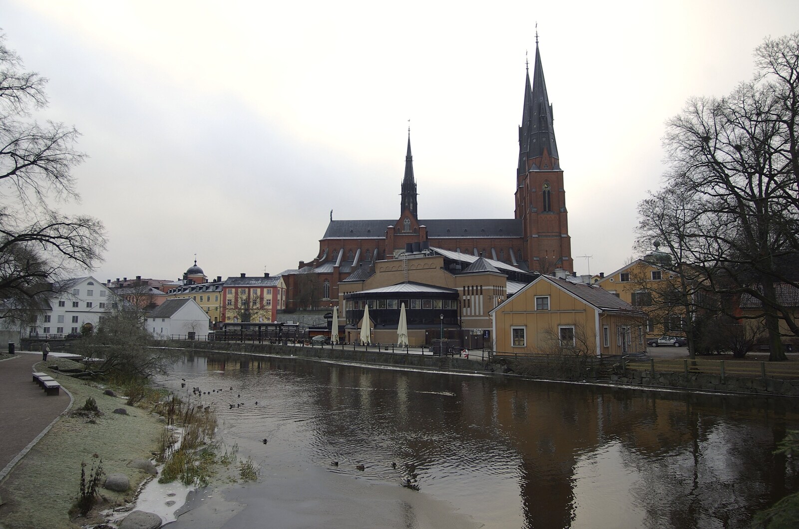 Uppsala's river and cathedral from Gamla Uppsala, Uppsala County, Sweden - 16th December 2007