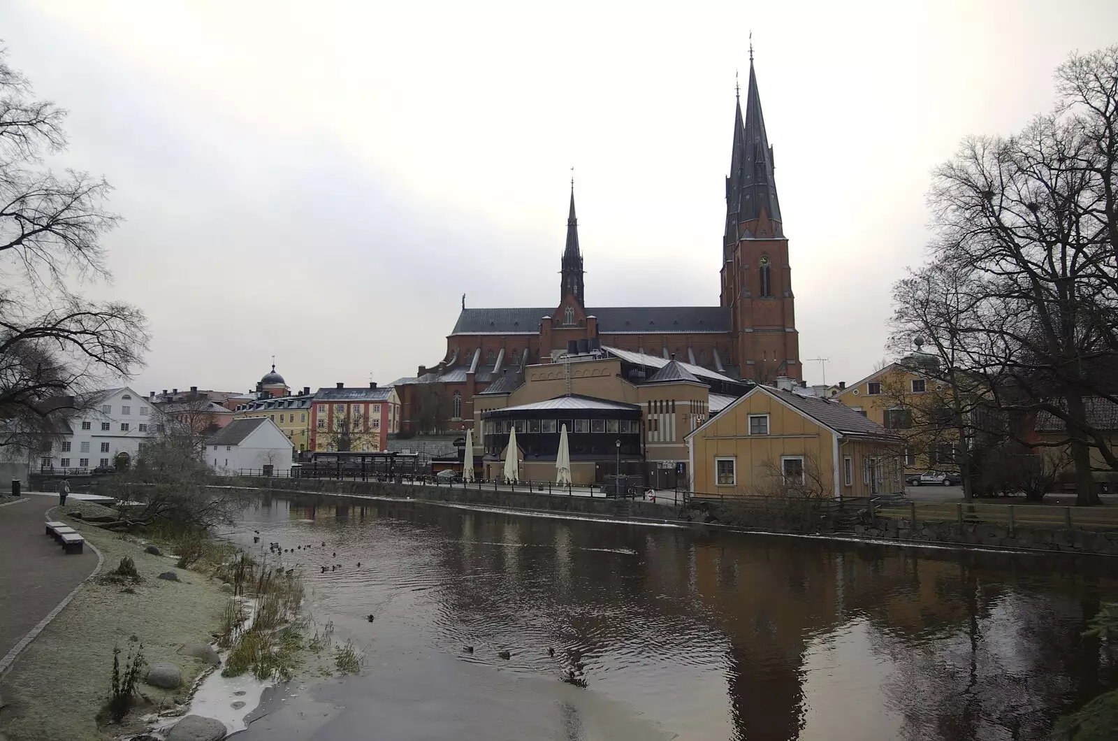 Uppsala's river and cathedral, from Gamla Uppsala, Uppsala County, Sweden - 16th December 2007