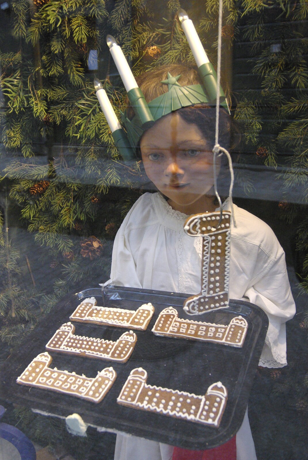 Christmas gingerbread in a shop window from Gamla Uppsala, Uppsala County, Sweden - 16th December 2007