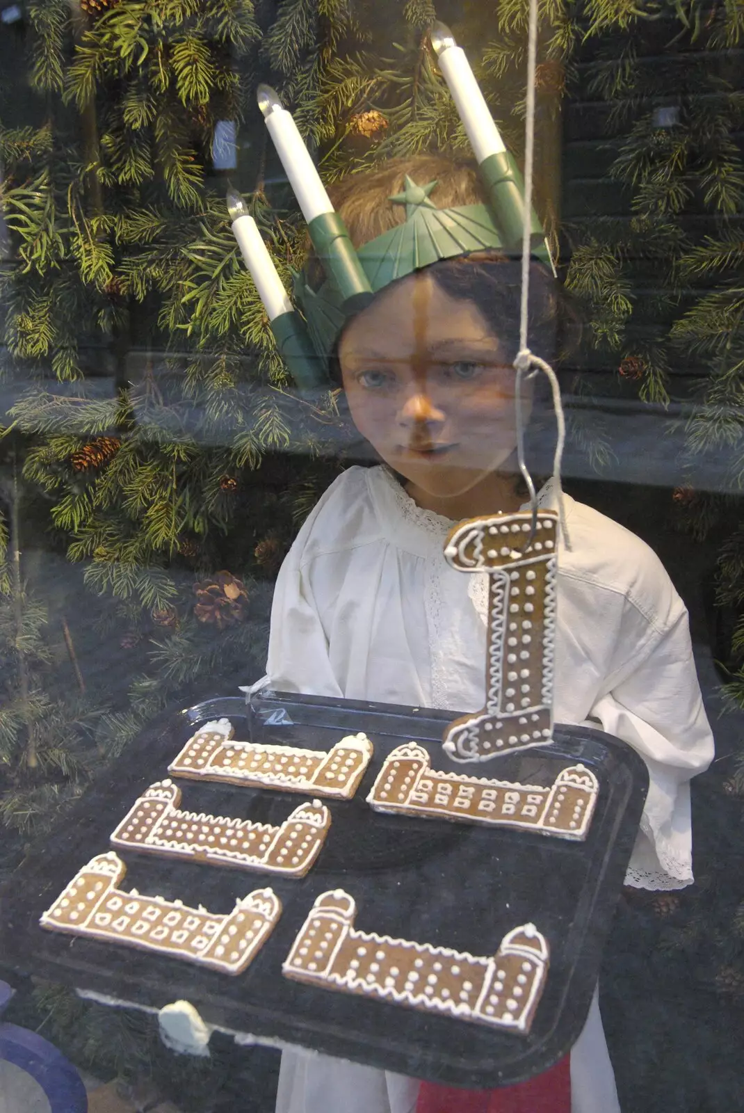 Christmas gingerbread in a shop window, from Gamla Uppsala, Uppsala County, Sweden - 16th December 2007