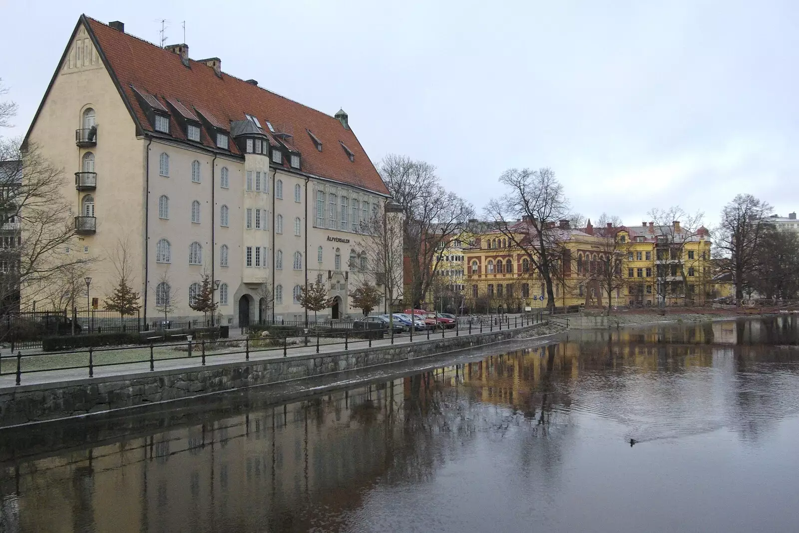 More old buildings on the river, from Gamla Uppsala, Uppsala County, Sweden - 16th December 2007