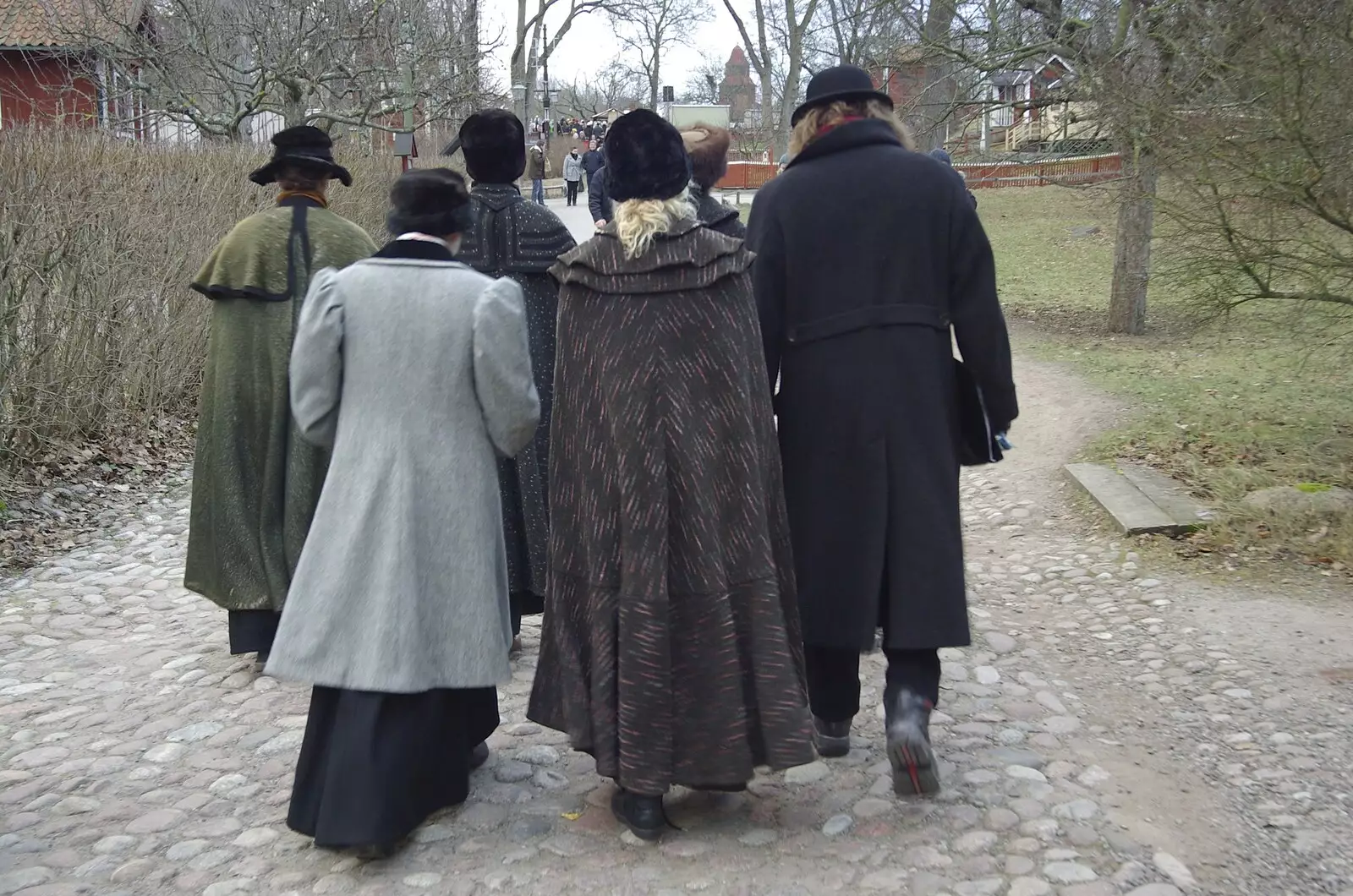 People roam around in period dress, from A Few Hours in Skansen, Stockholm, Sweden - 17th December 2007