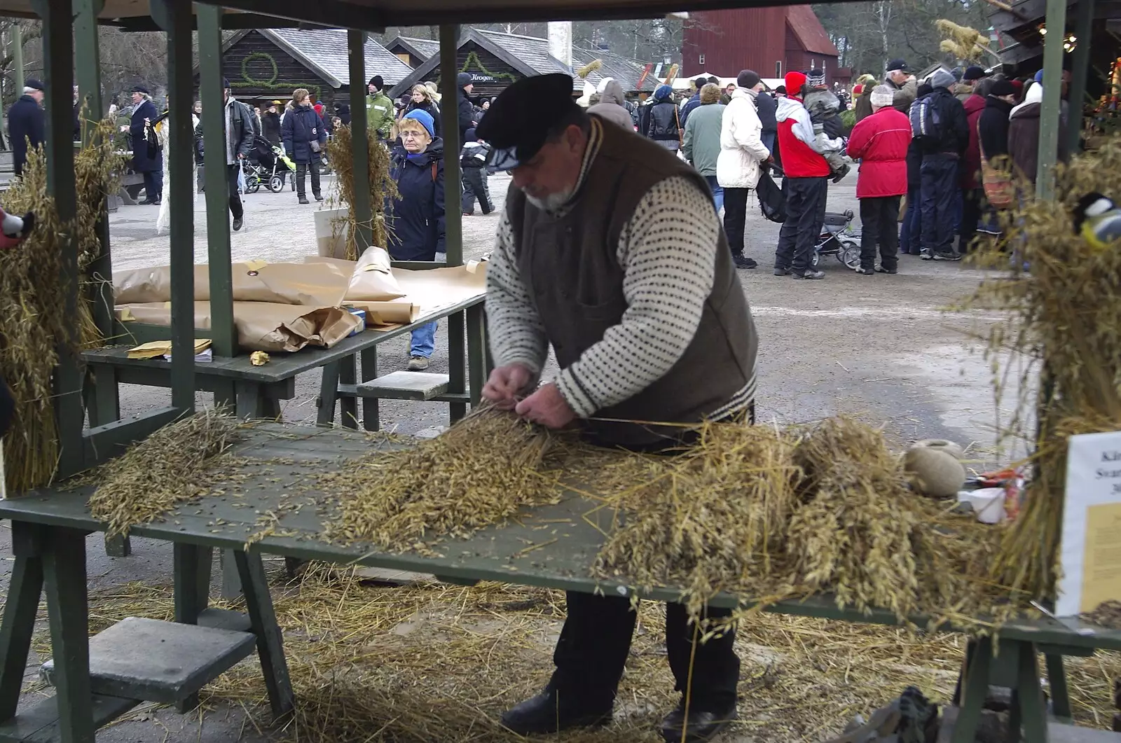 Working with wheat, from A Few Hours in Skansen, Stockholm, Sweden - 17th December 2007