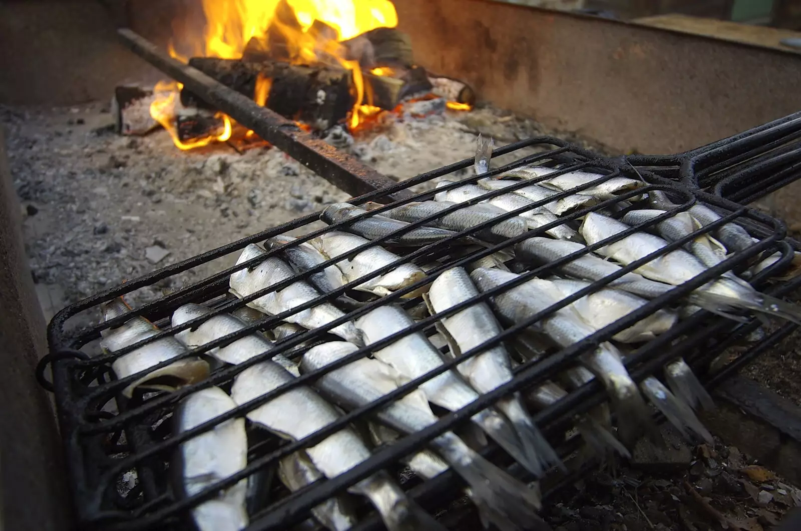 Herrings are readied for cooking on an open fire, from A Few Hours in Skansen, Stockholm, Sweden - 17th December 2007