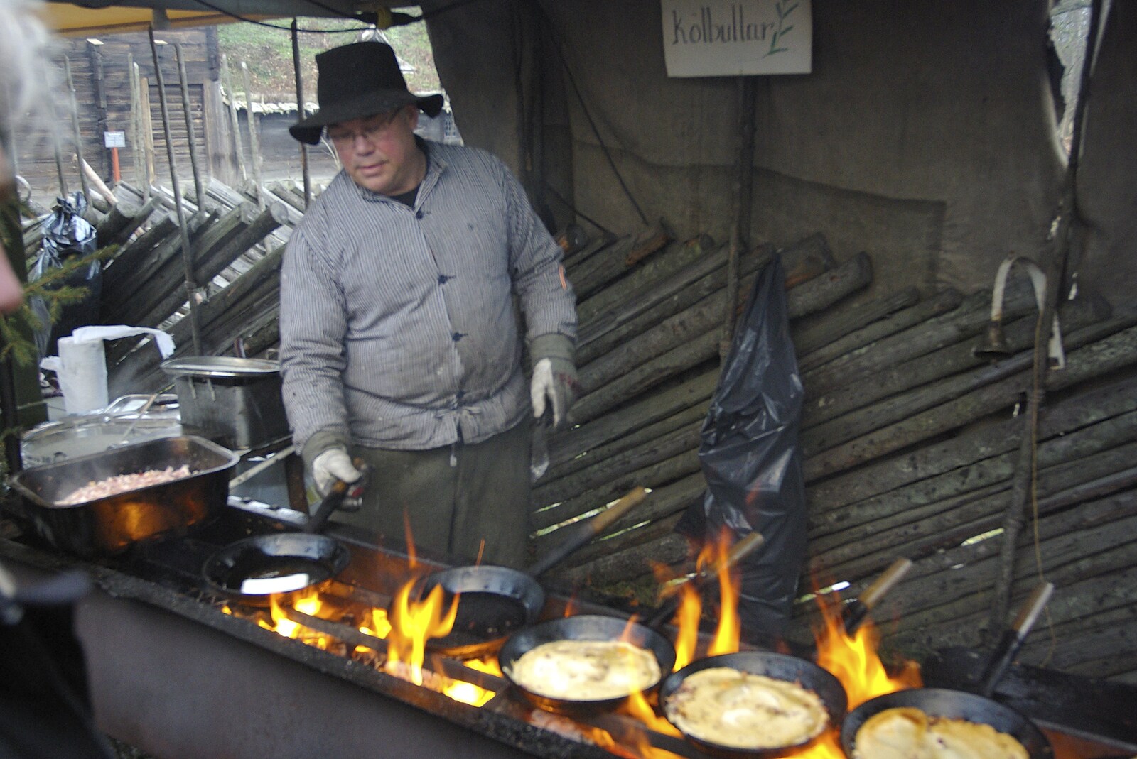 Thick pancakes are fried in a deep layer of fat from A Few Hours in Skansen, Stockholm, Sweden - 17th December 2007