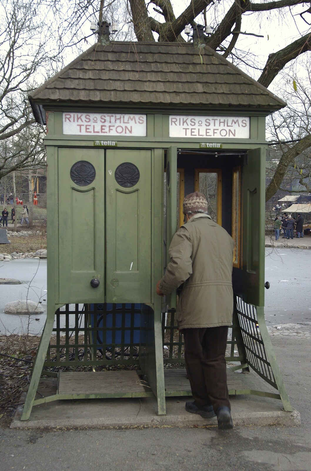 An old dude tries to make a phone call from A Few Hours in Skansen, Stockholm, Sweden - 17th December 2007