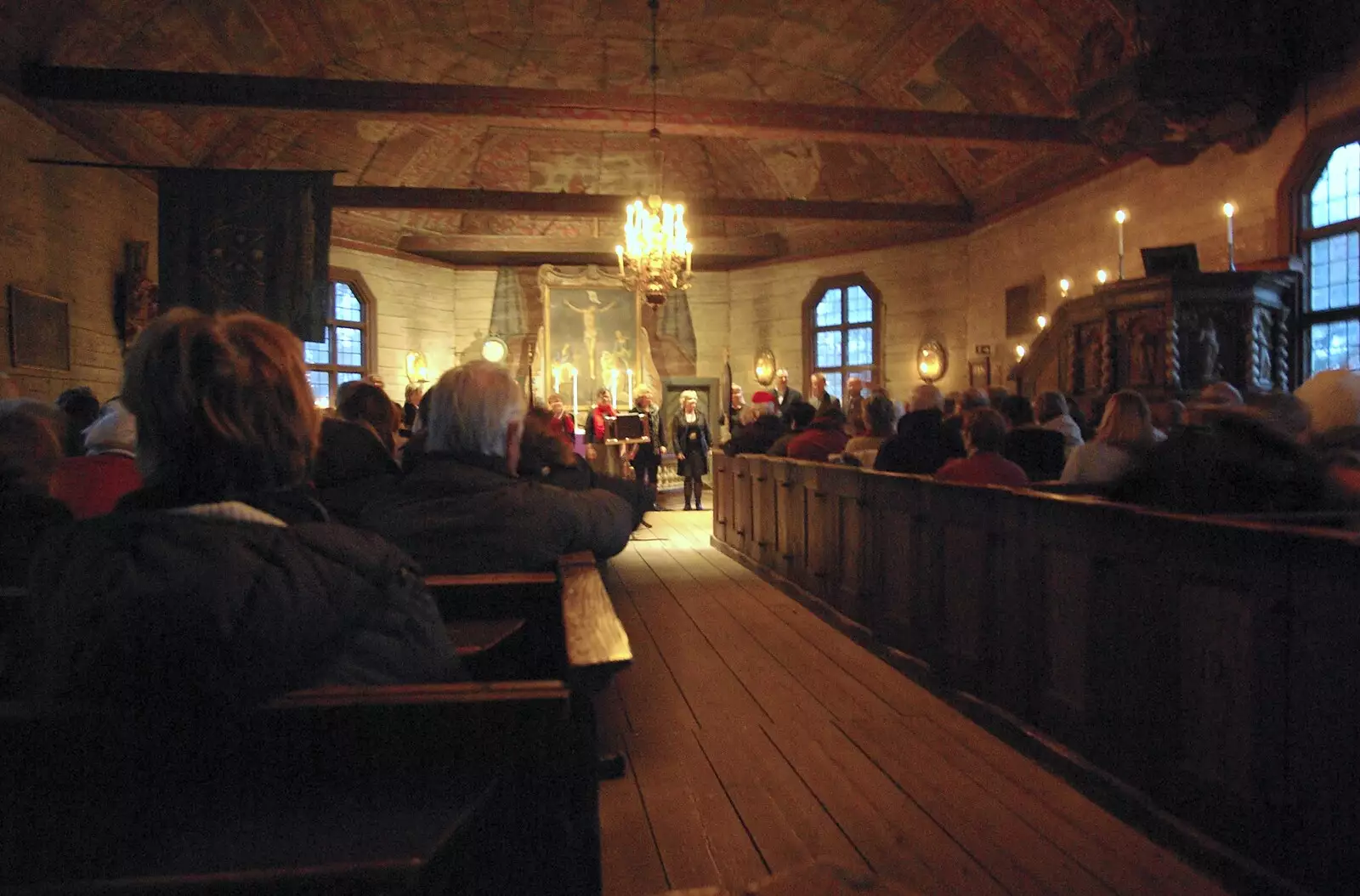 Festive singing in a candle-lit 18th Century church, from A Few Hours in Skansen, Stockholm, Sweden - 17th December 2007