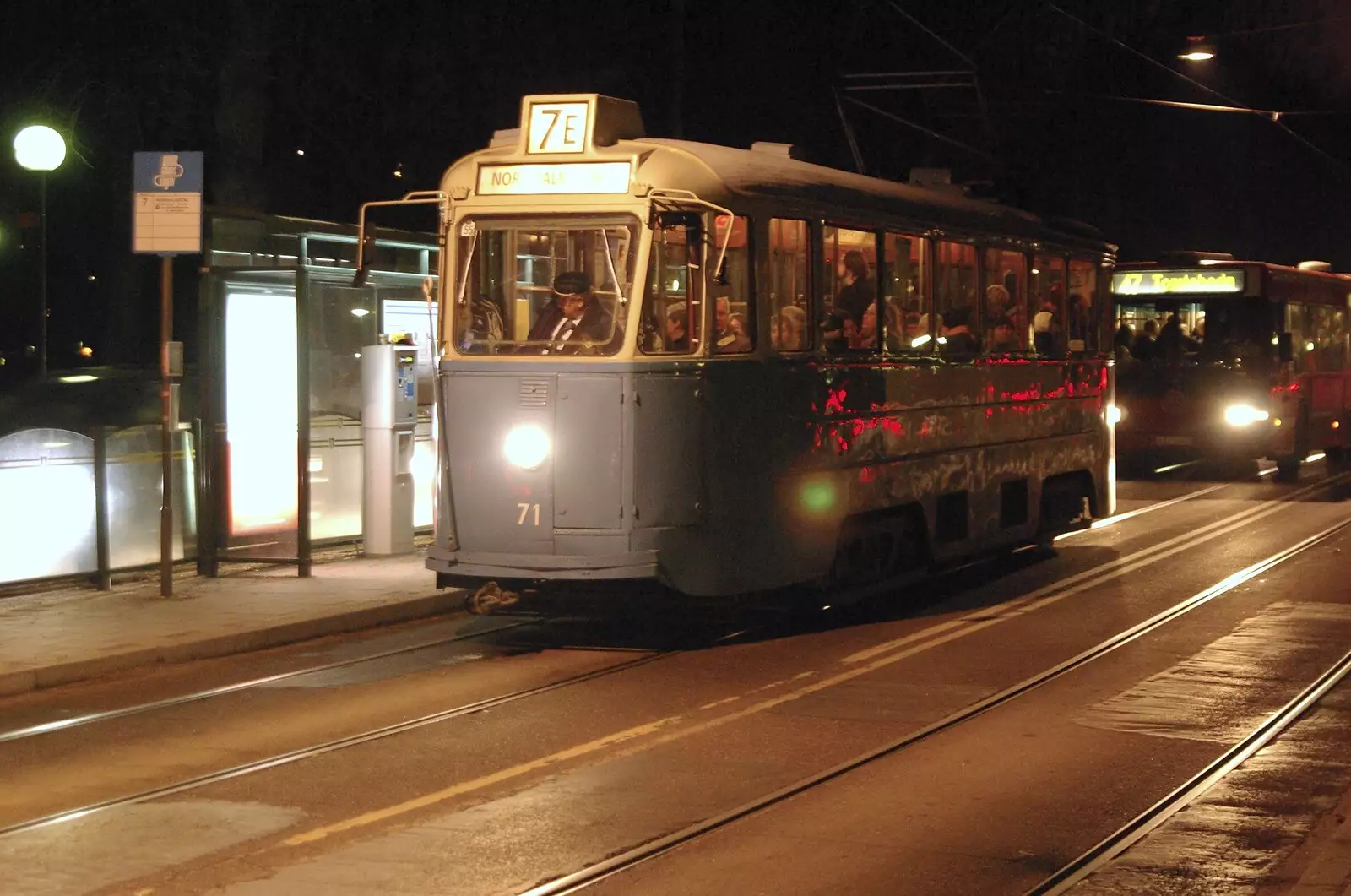 A tram waits outside the Natural History museum, from A Few Hours in Skansen, Stockholm, Sweden - 17th December 2007