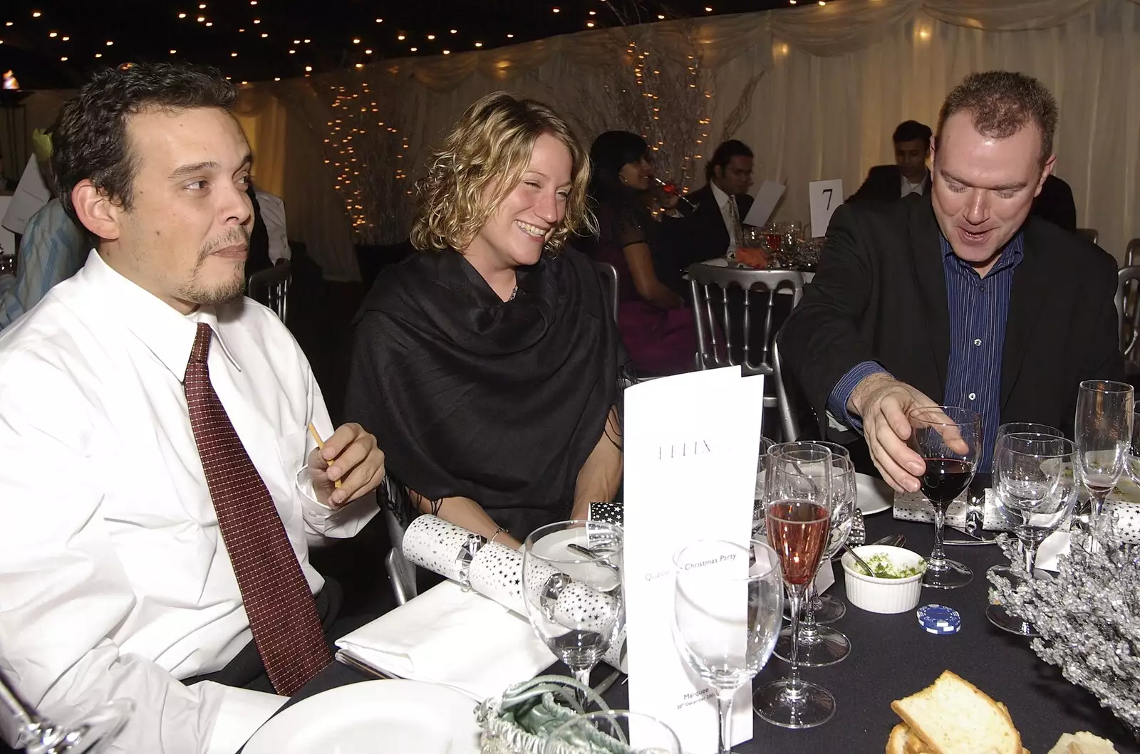 Hani, Anne and James, from Qualcomm Cambridge's Christmas, Hotel Felix, Cambridge - 20th December 2007