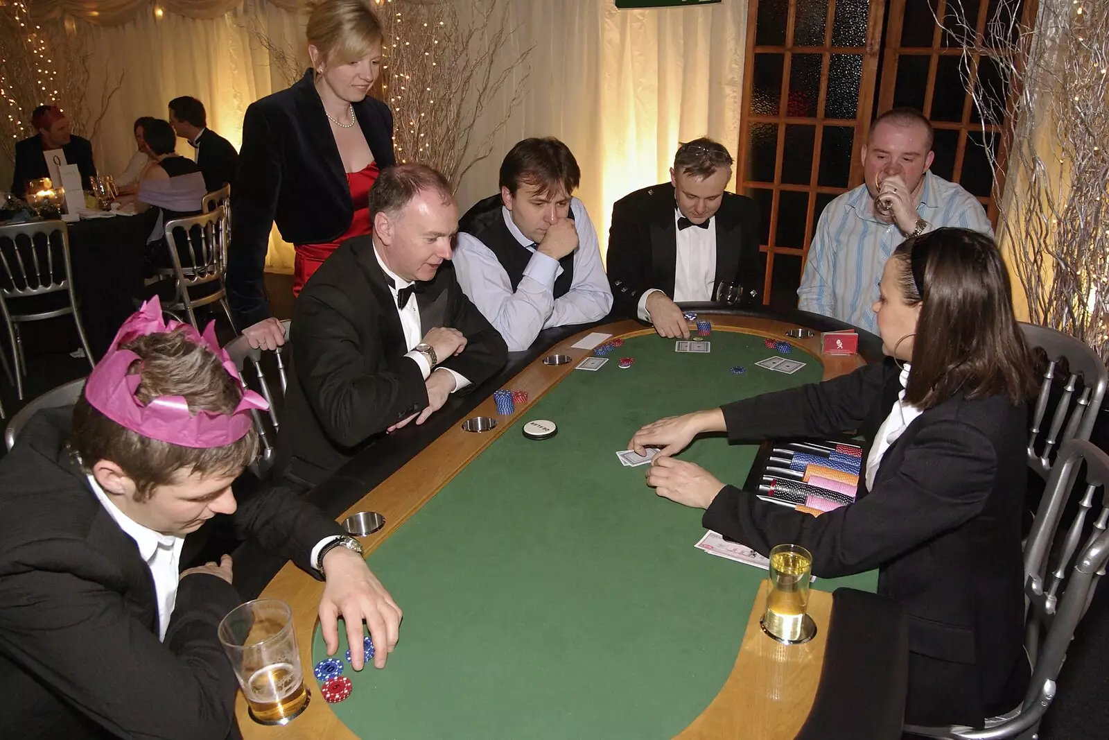 Concentration at the Blackjack table, from Qualcomm Cambridge's Christmas, Hotel Felix, Cambridge - 20th December 2007