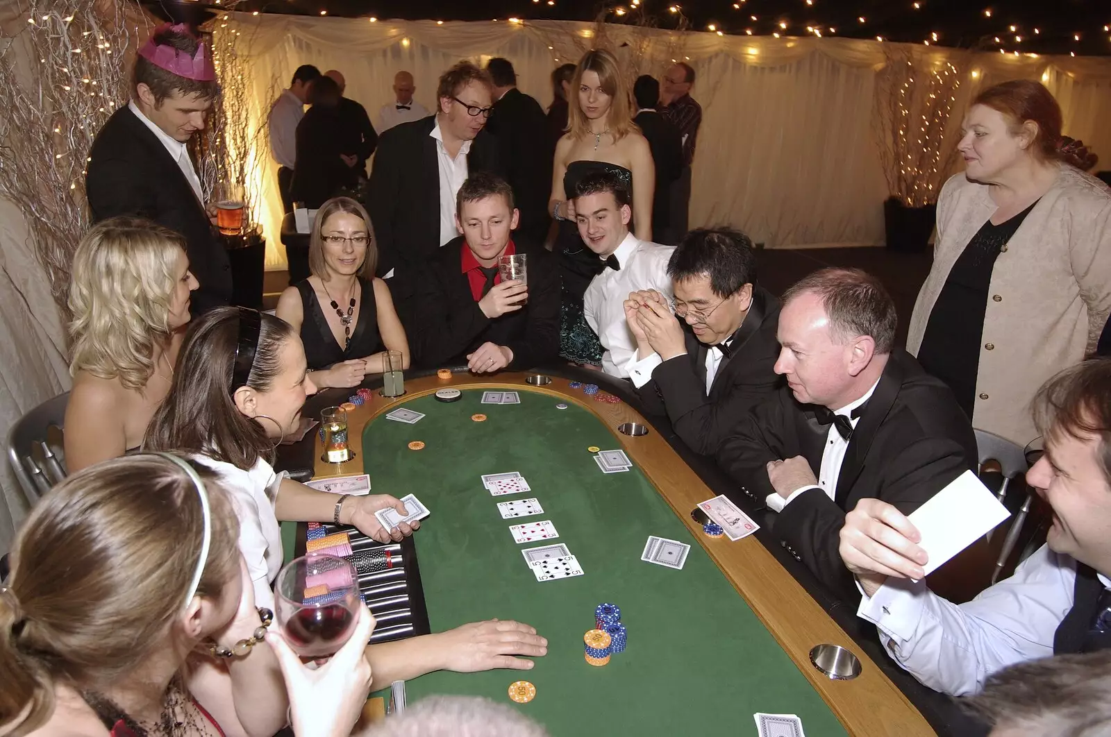 Back at the Blackjack table, from Qualcomm Cambridge's Christmas, Hotel Felix, Cambridge - 20th December 2007