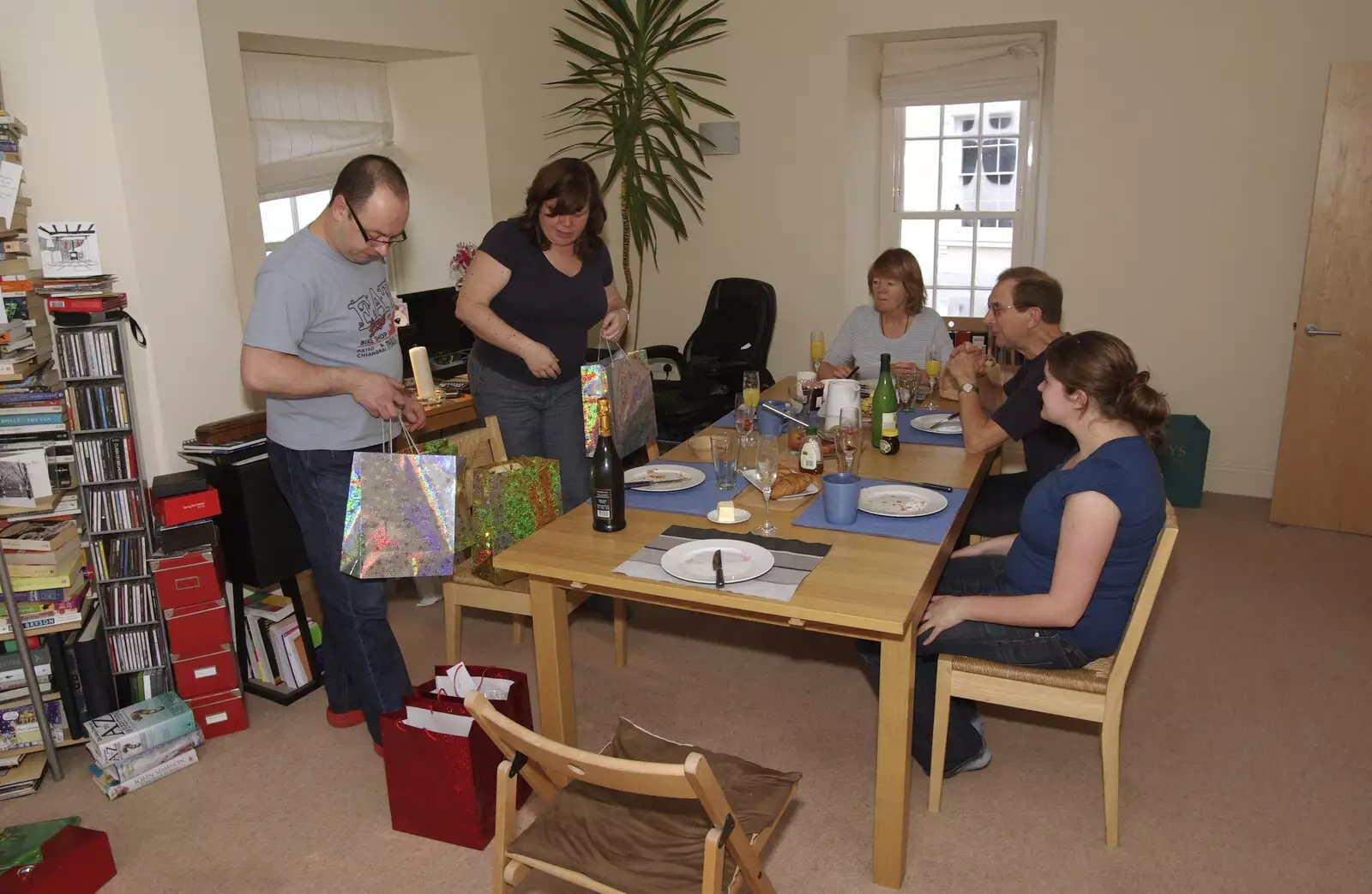 The 'Santa Sacks' are passed out, from Christmas at Sis and Matt's, Chagford, Devon - 25th December 2007