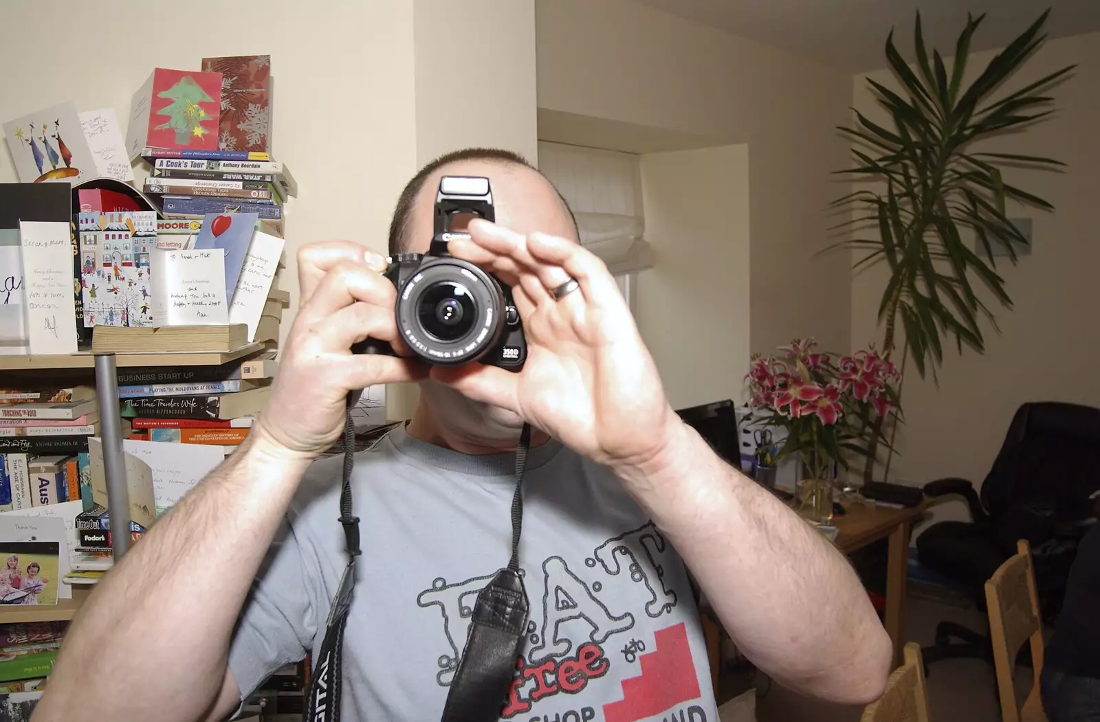 Matt does the photo-of-a-photo thing, from Christmas at Sis and Matt's, Chagford, Devon - 25th December 2007