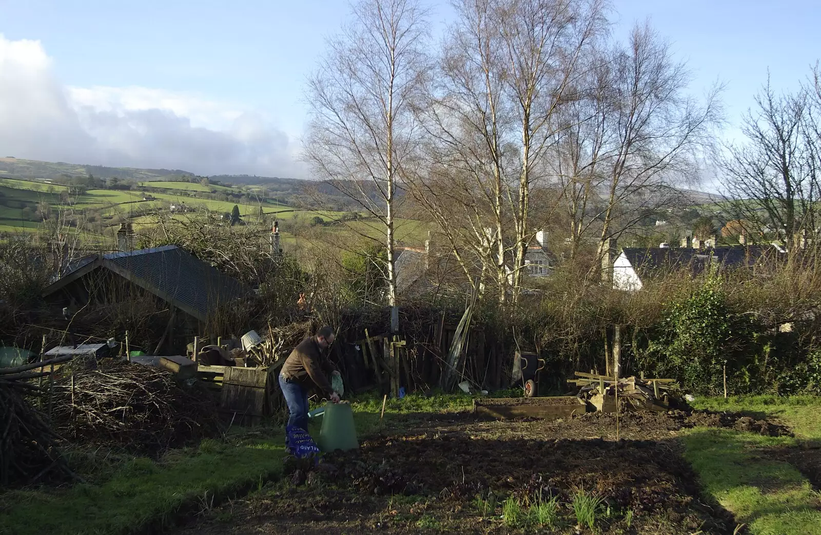 Matt rummages around with his compost bin, from Matt's Allotment and Meldon Hill, Chagford, Devon - 26th December 2007