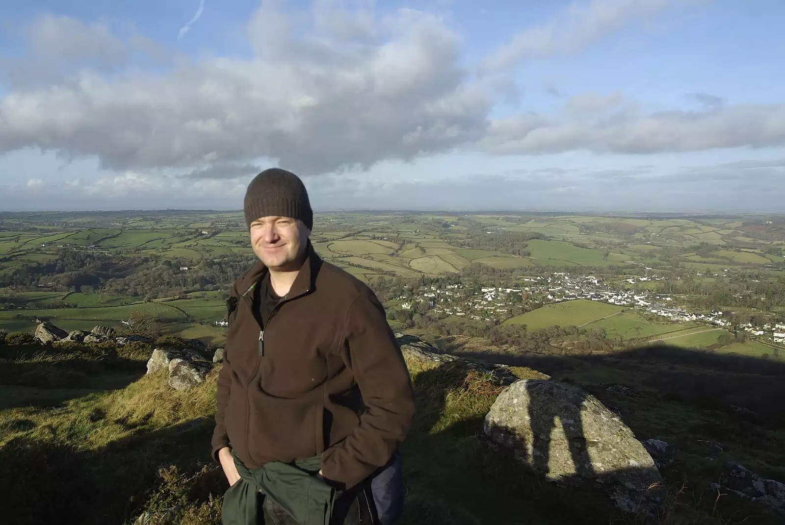 Nosher with Christmas beanie hat on Meldon Hill, from Matt's Allotment and Meldon Hill, Chagford, Devon - 26th December 2007