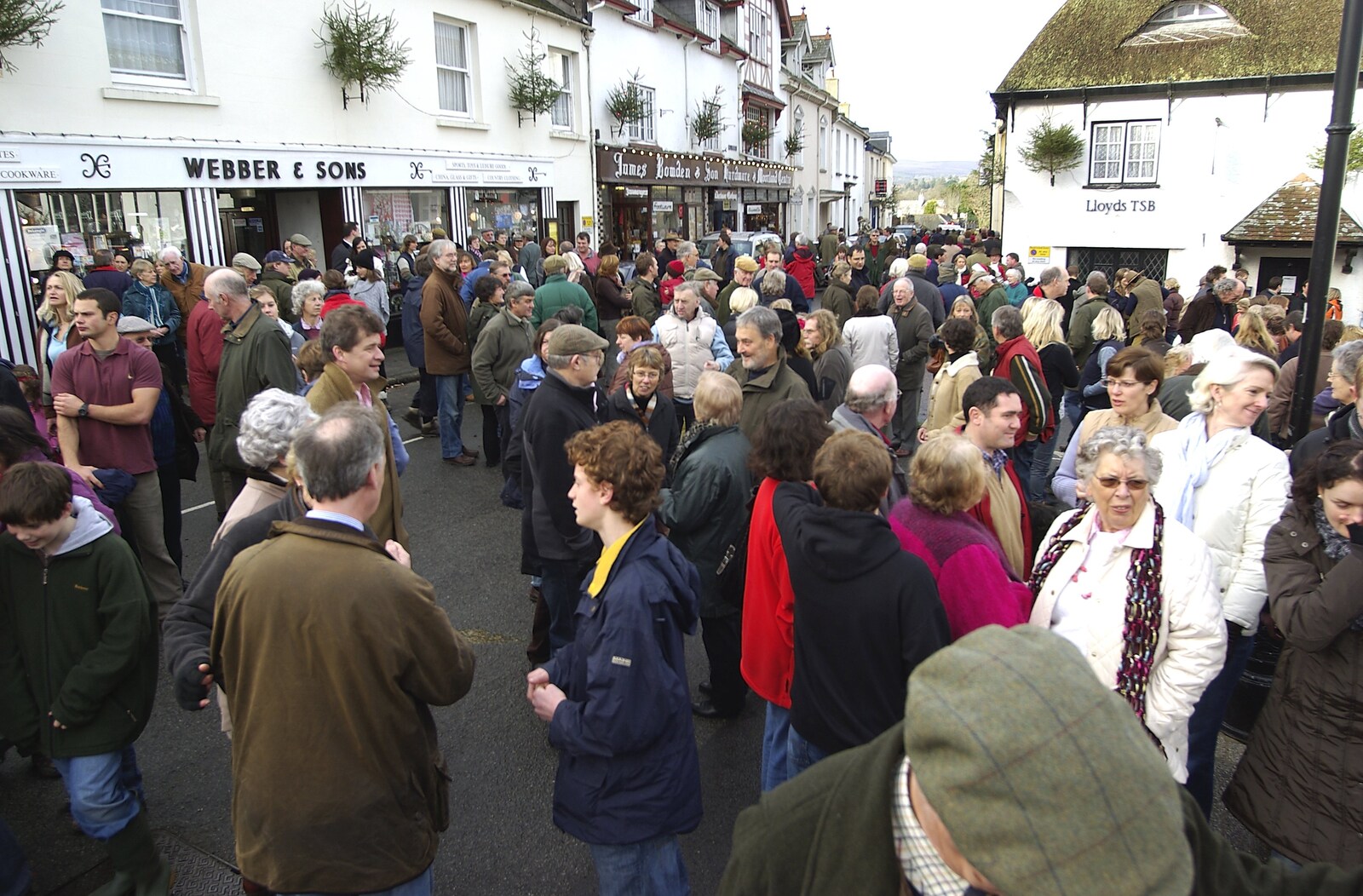 The remaining crowds throng Chagford from A Boxing Day Hunt, Chagford, Devon - 26th December 2007
