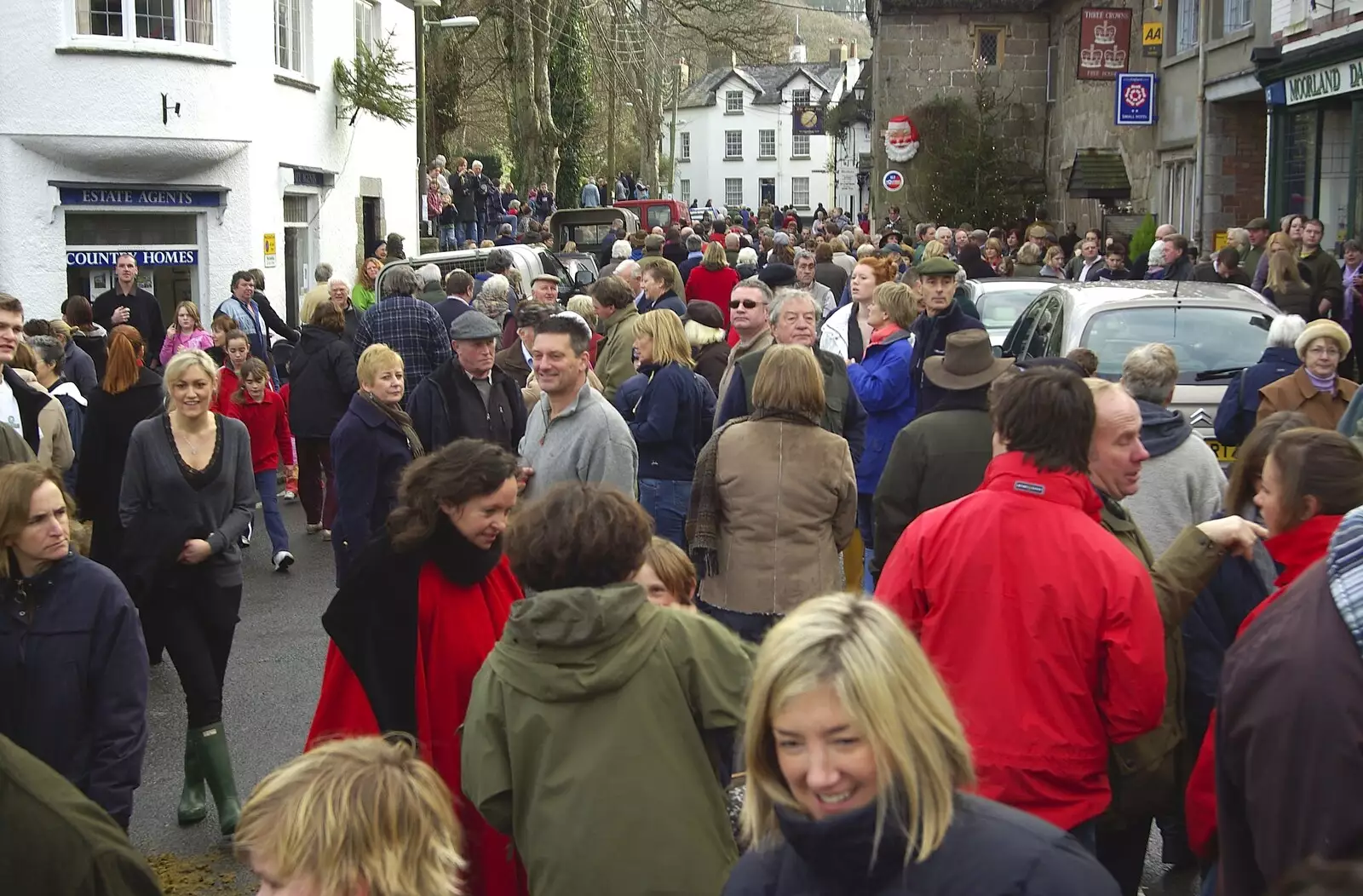 A mass of people on Mill Street, from A Boxing Day Hunt, Chagford, Devon - 26th December 2007