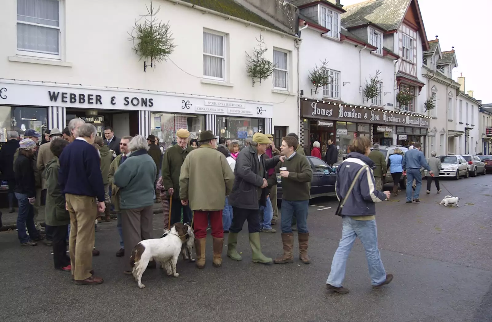 People drink beer outside Webber and Sons, from A Boxing Day Hunt, Chagford, Devon - 26th December 2007