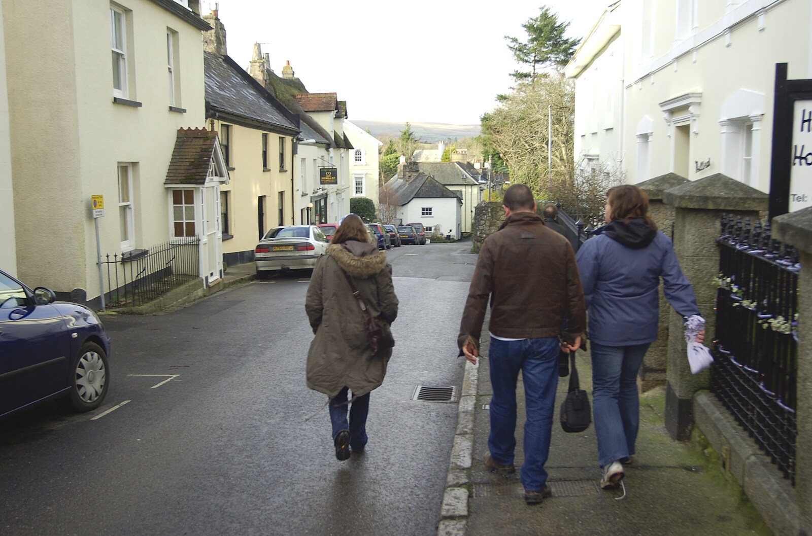 We head back towards the flat, after a beer in the pub from A Boxing Day Hunt, Chagford, Devon - 26th December 2007