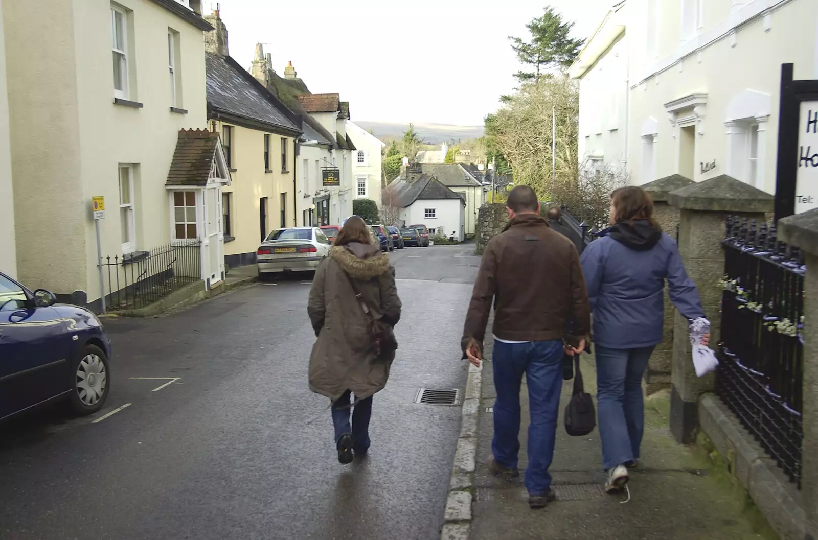 We head back towards the flat, after a beer in the pub, from A Boxing Day Hunt, Chagford, Devon - 26th December 2007