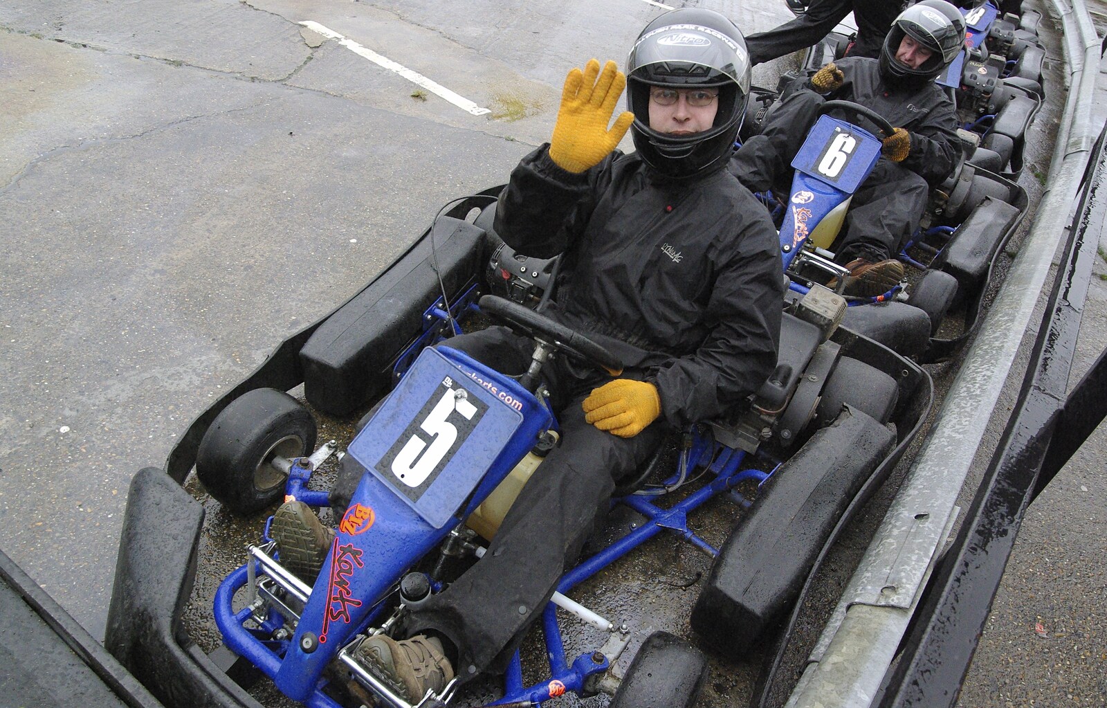 Gov's Stag-Day Karting, Ellough Airfield, Beccles, Suffolk - 19th January 2008: Marc waves
