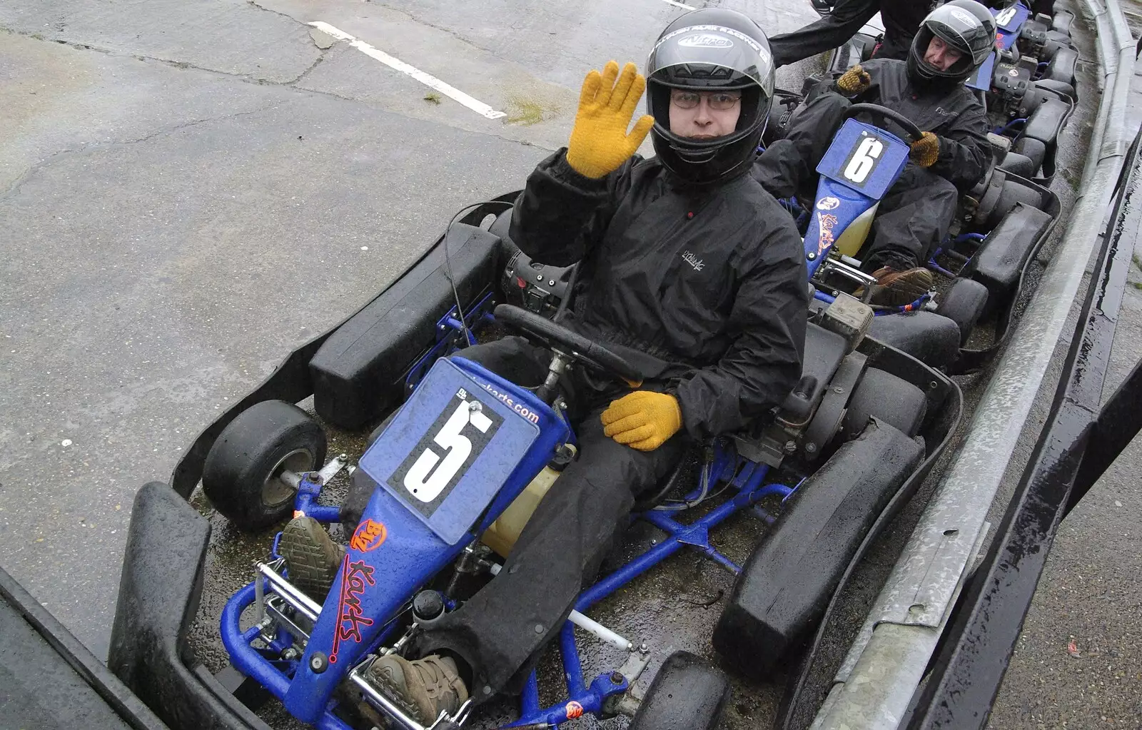 Marc waves, from Gov's Stag-Day Karting, Ellough Airfield, Beccles, Suffolk - 19th January 2008