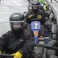 The drivers rev their engines in the pits, Gov's Stag-Day Karting, Ellough Airfield, Beccles, Suffolk - 19th January 2008