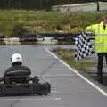 The chequered flag is waved, Gov's Stag-Day Karting, Ellough Airfield, Beccles, Suffolk - 19th January 2008