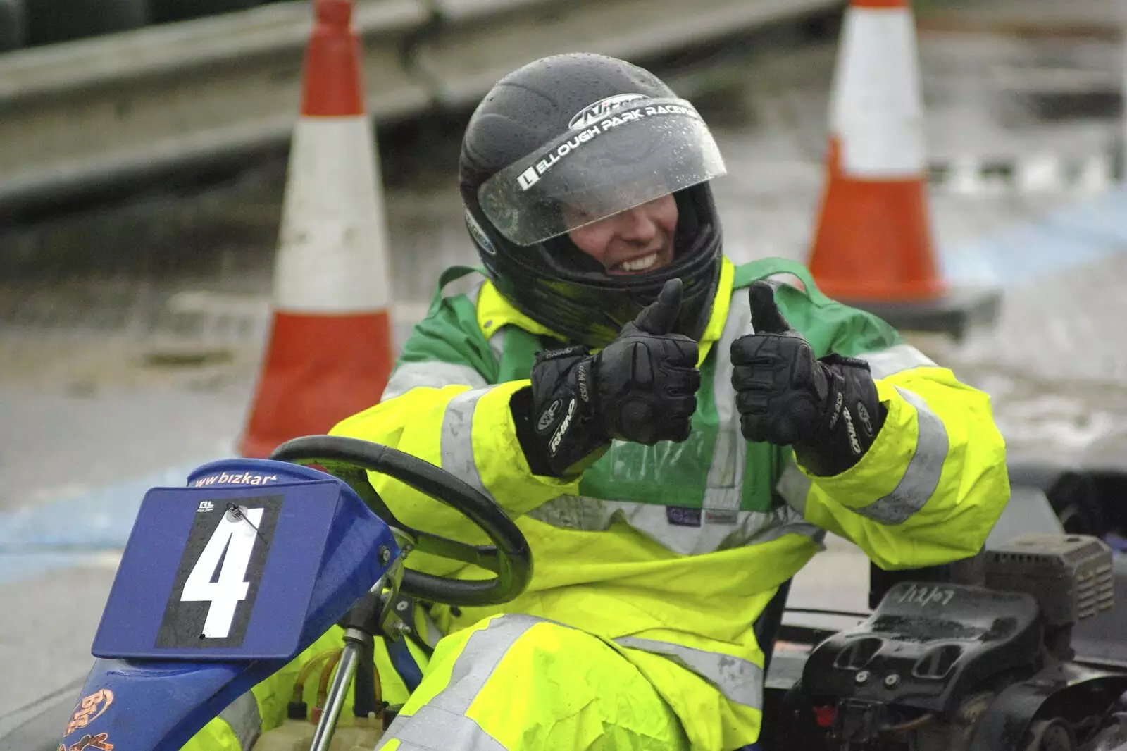 Gov gives the thumbs up, from Gov's Stag-Day Karting, Ellough Airfield, Beccles, Suffolk - 19th January 2008