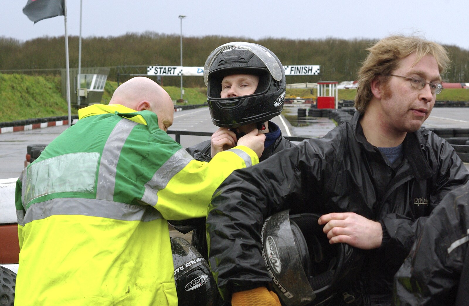 Gov's Stag-Day Karting, Ellough Airfield, Beccles, Suffolk - 19th January 2008: Gov helps Mikey-P out of his helmet