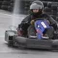 A jet of water sprays up from the rear wheels, Gov's Stag-Day Karting, Ellough Airfield, Beccles, Suffolk - 19th January 2008