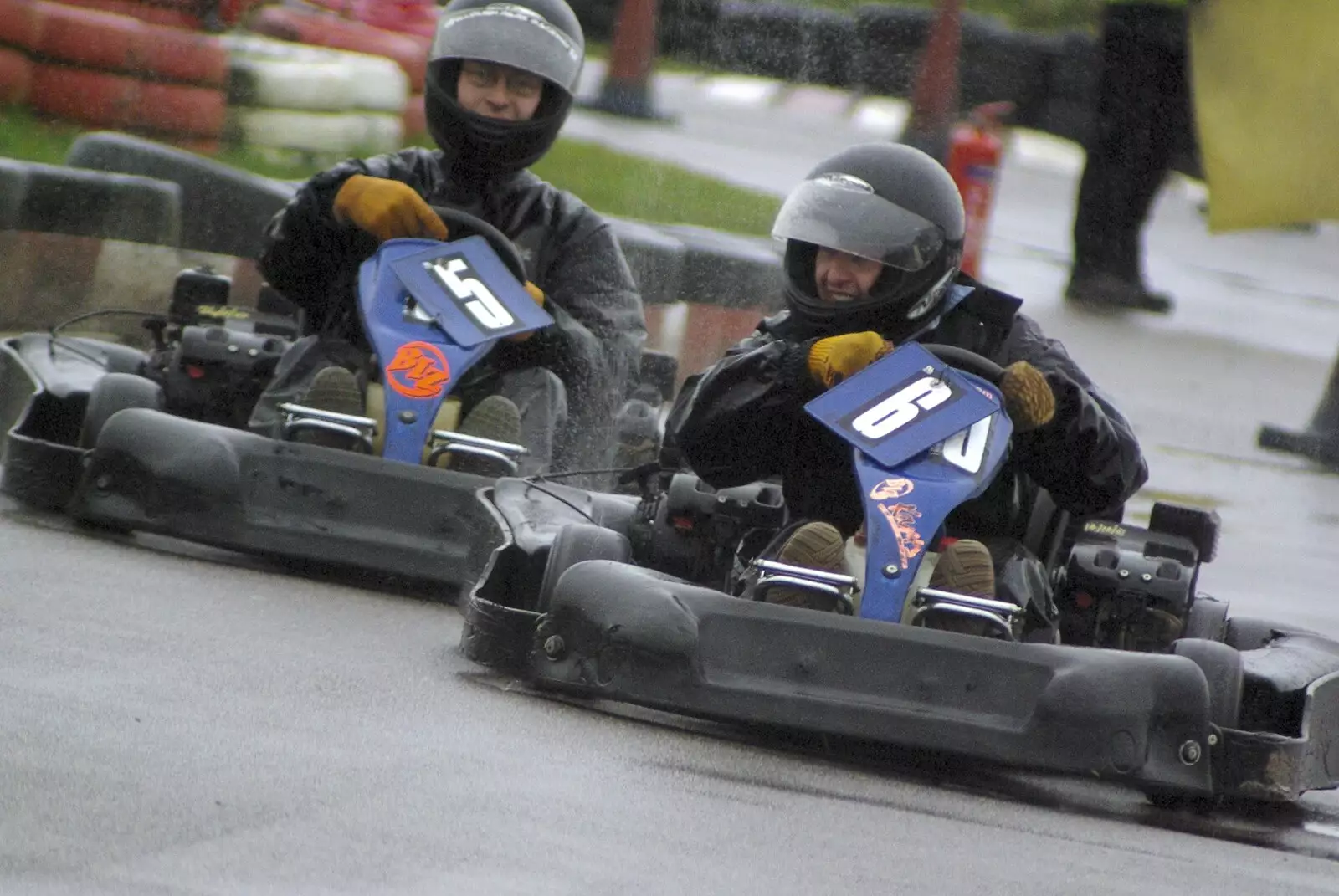 A bit of overtaking action, from Gov's Stag-Day Karting, Ellough Airfield, Beccles, Suffolk - 19th January 2008