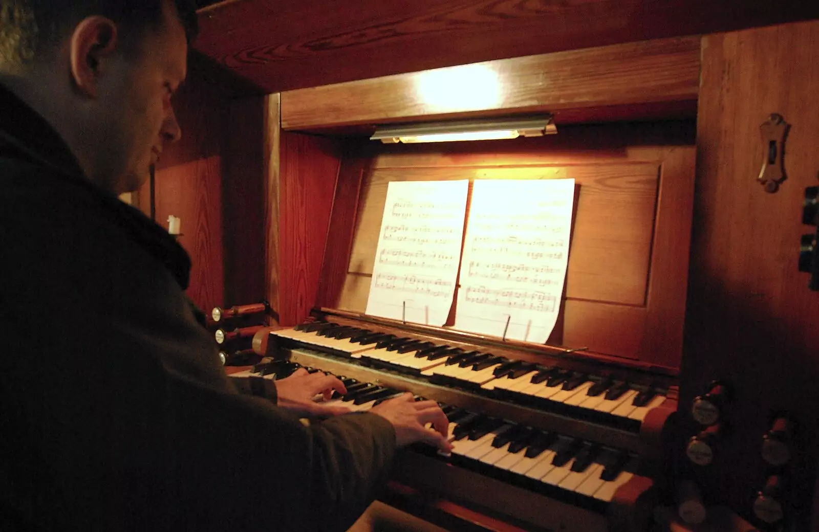 A close-up on the manuals, from Organ Practice, Swiss Fondue and Curry With Gov, Thorndon, Cambridge and Diss - 27th January 2008