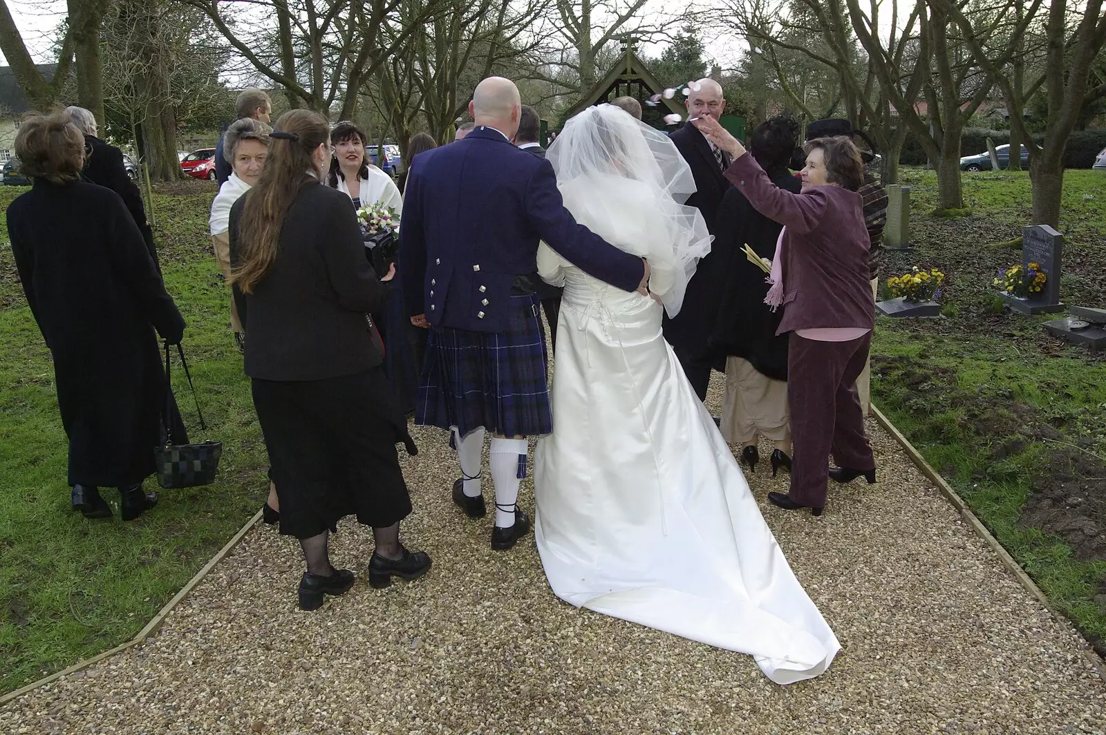 Gov and Rachel head out of the church, from Gov and Rachel's Wedding, Thorndon, Suffolk - 2nd February 2008