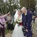 Confetti is thrown about in the winter wind, Gov and Rachel's Wedding, Thorndon, Suffolk - 2nd February 2008