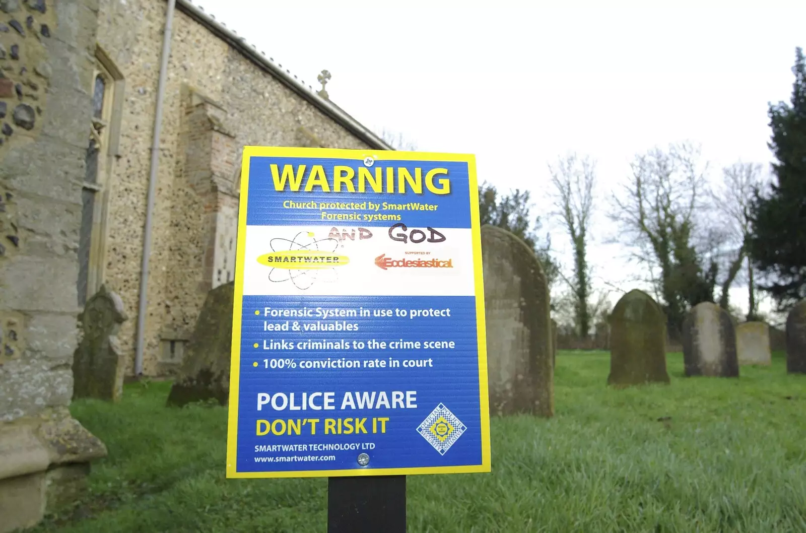 The vicar has amusingly altered the security notice, from Gov and Rachel's Wedding, Thorndon, Suffolk - 2nd February 2008