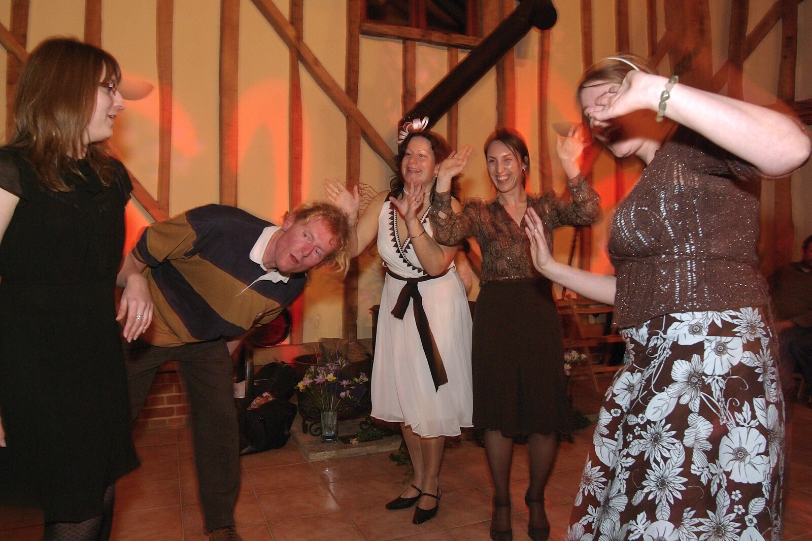 Hands in the air from Gov and Rachel's Wedding, Thorndon, Suffolk - 2nd February 2008