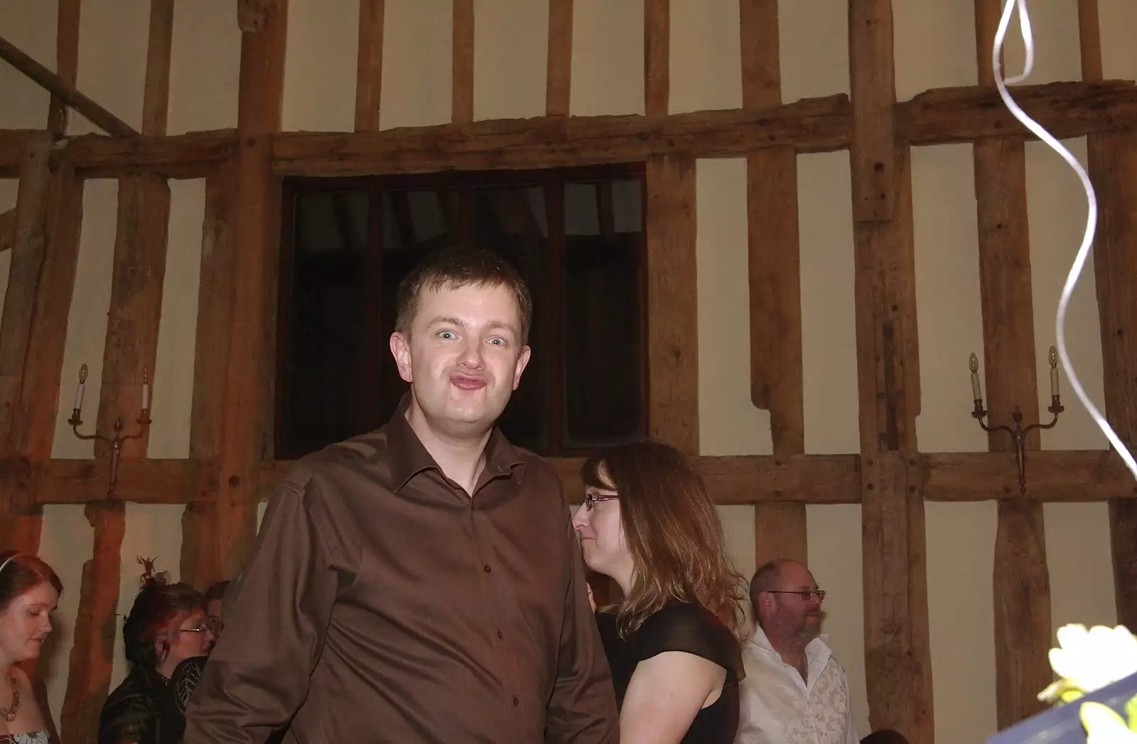Nosher does the trademark 'stupid face', from Gov and Rachel's Wedding, Thorndon, Suffolk - 2nd February 2008