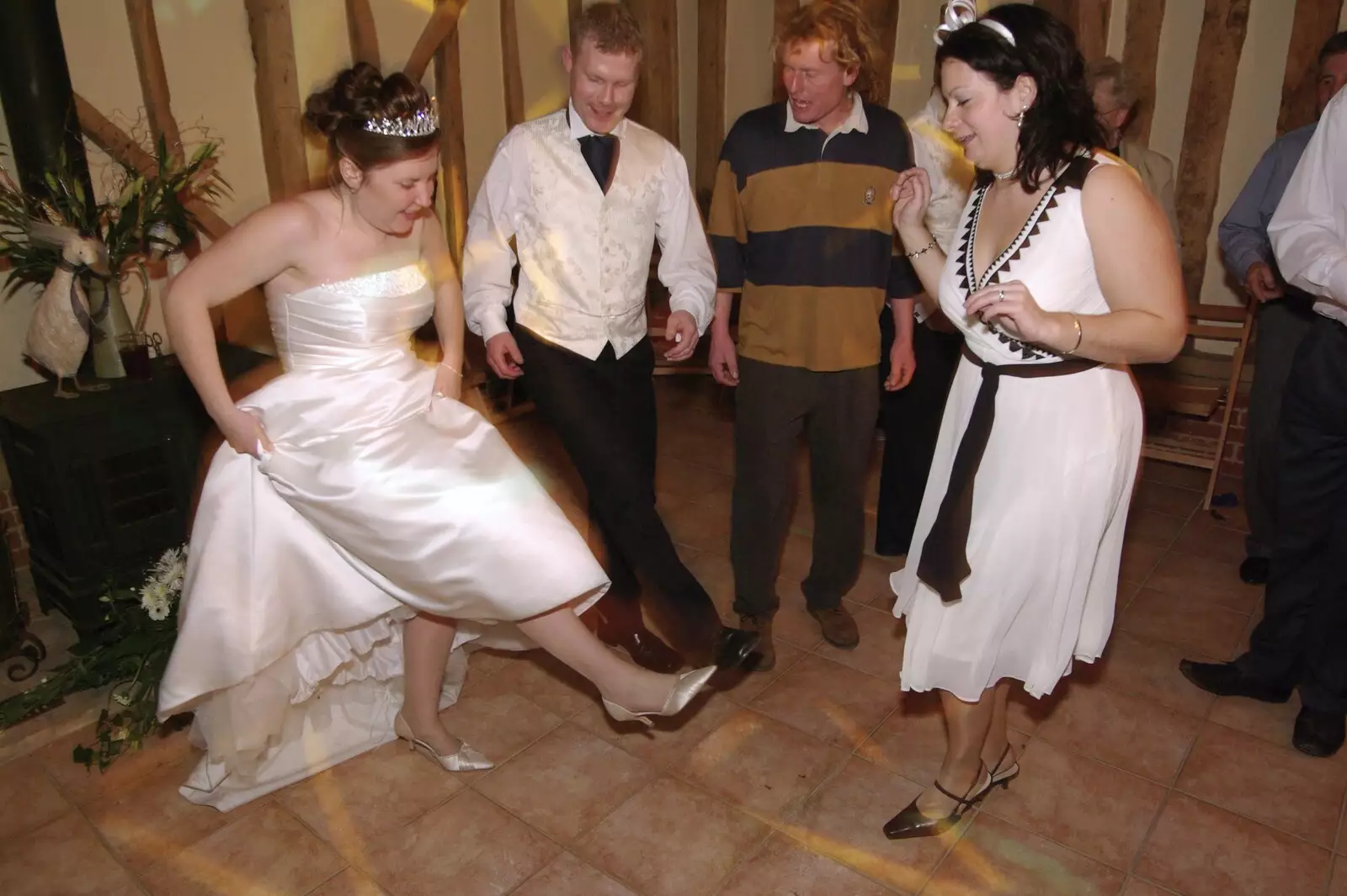 Rachel shows a bit of leg, from Gov and Rachel's Wedding, Thorndon, Suffolk - 2nd February 2008