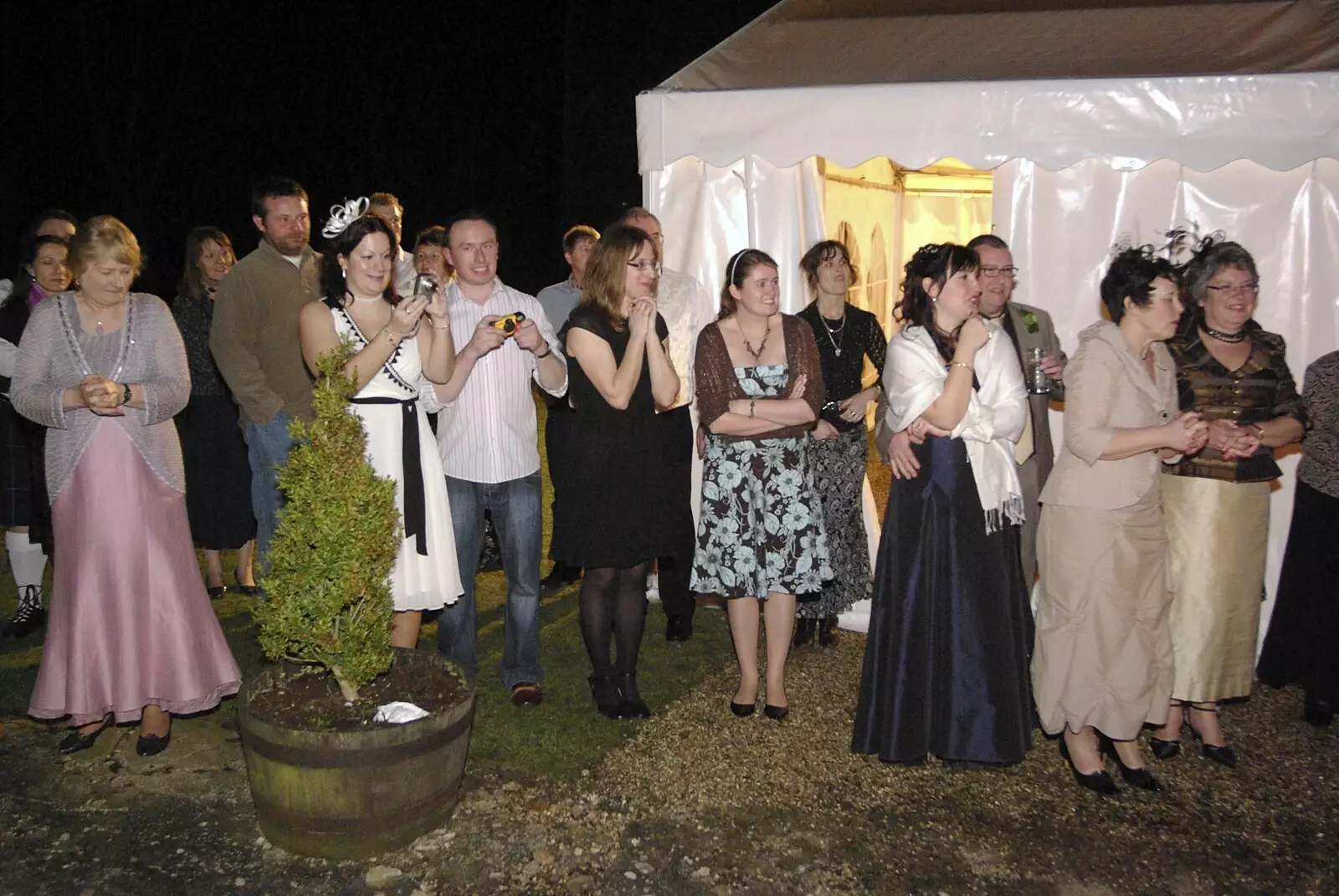 The crowd wait for the off, from Gov and Rachel's Wedding, Thorndon, Suffolk - 2nd February 2008