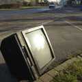 An abandonned television mysteriously appears on the end of Water Lane in Cambridge