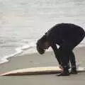 A surfer ties his board to his ankle, San Diego 8: The Beaches of Torrey Pines, and Ramona, California, USA - 29th February 2008