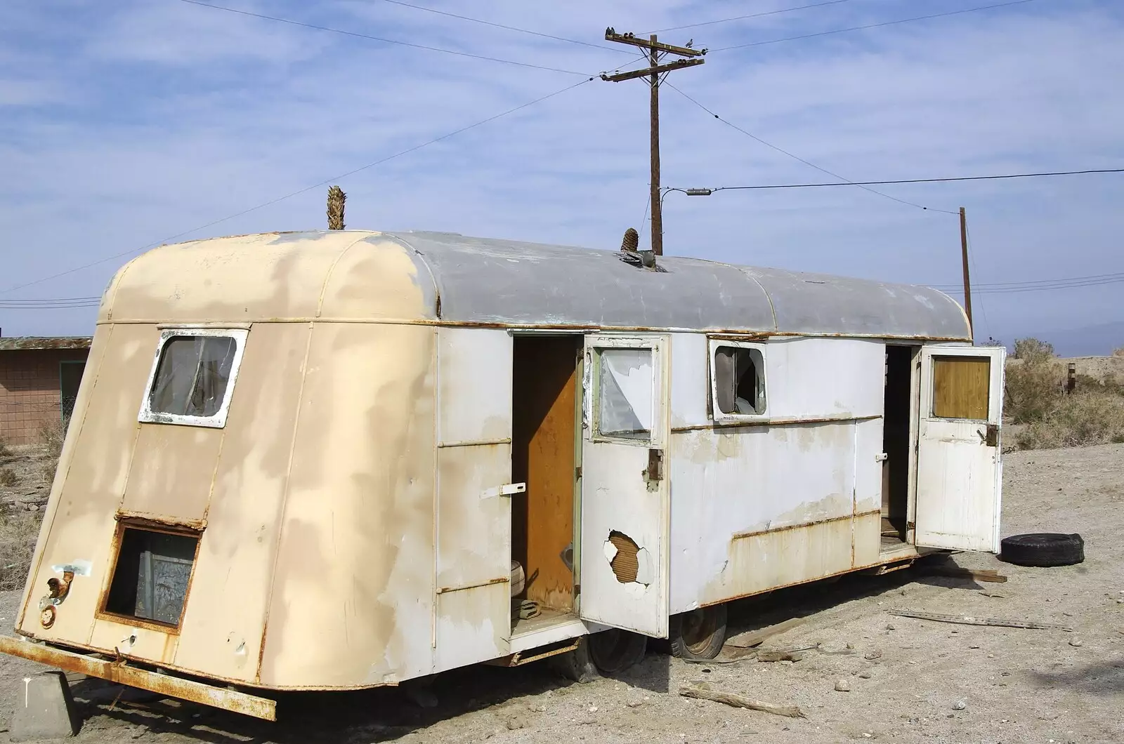 The remains of an airstream-like caravan, from The End of the World: Julian to the Salton Sea and Back, California, US - 1st March 2008