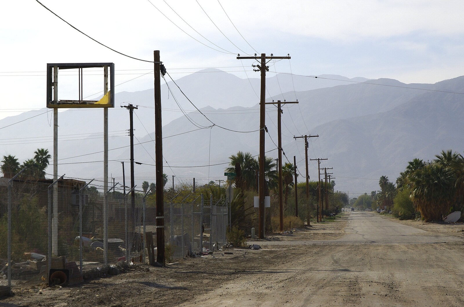 The End of the World: Julian to the Salton Sea and Back, California, US - 1st March 2008: Telegraph poles lead the way out of town