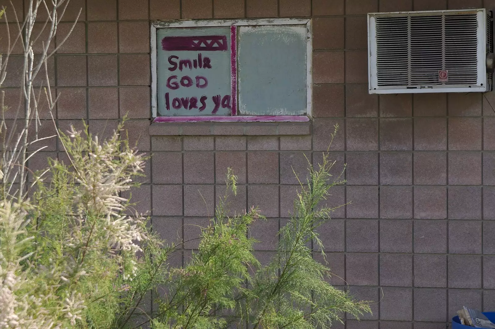 Ironic graffiti - smile, God loves ya, from The End of the World: Julian to the Salton Sea and Back, California, US - 1st March 2008