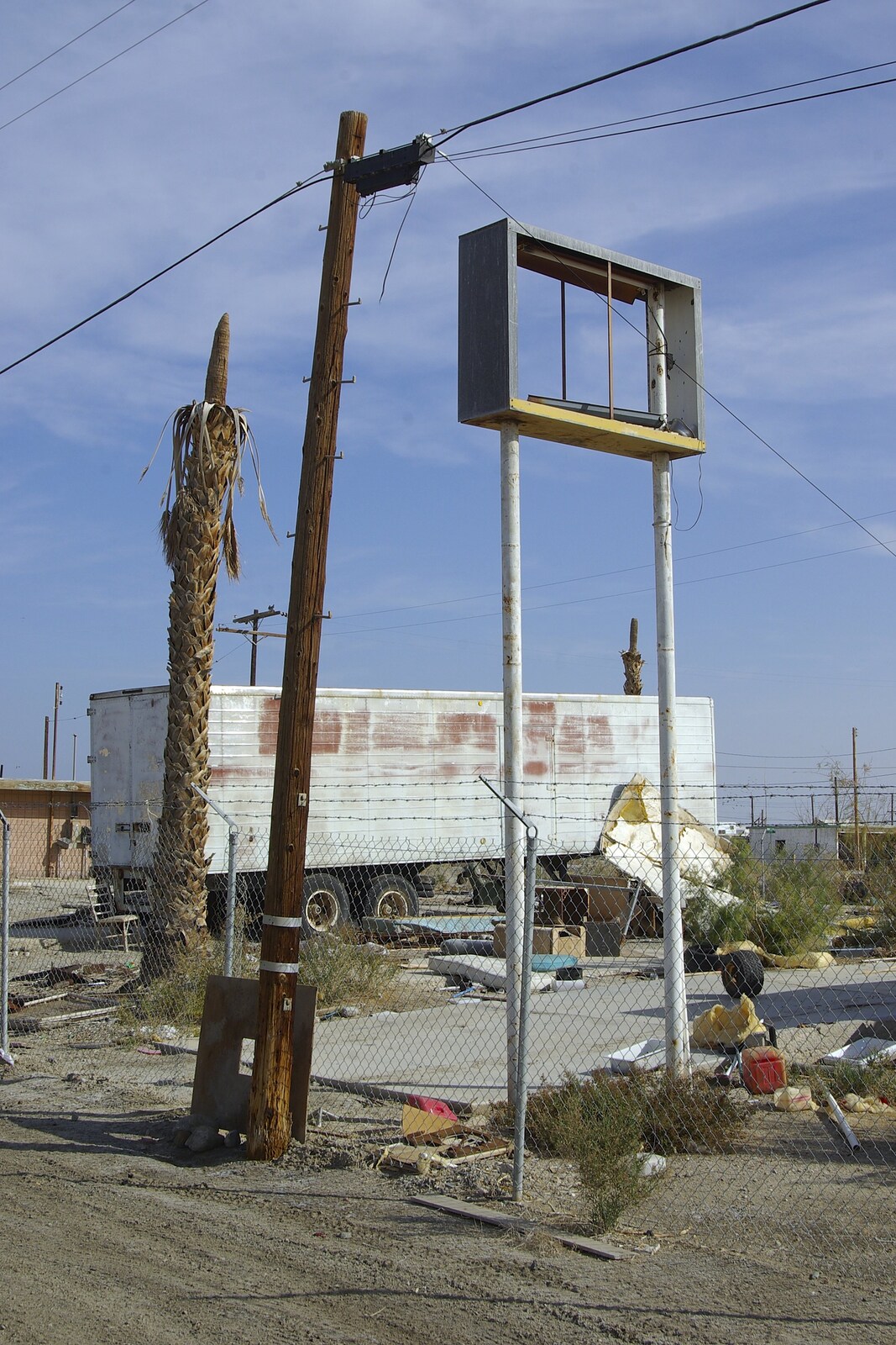 The End of the World: Julian to the Salton Sea and Back, California, US - 1st March 2008: An abandoned semi trailer and shop sign