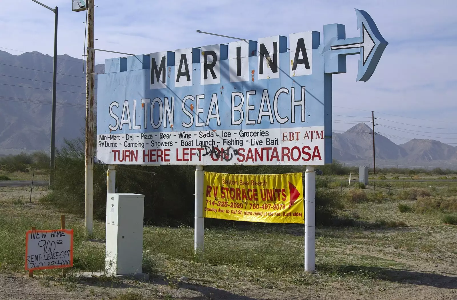 A sign hopes to tempt passers-by to the facilities, from The End of the World: Julian to the Salton Sea and Back, California, US - 1st March 2008